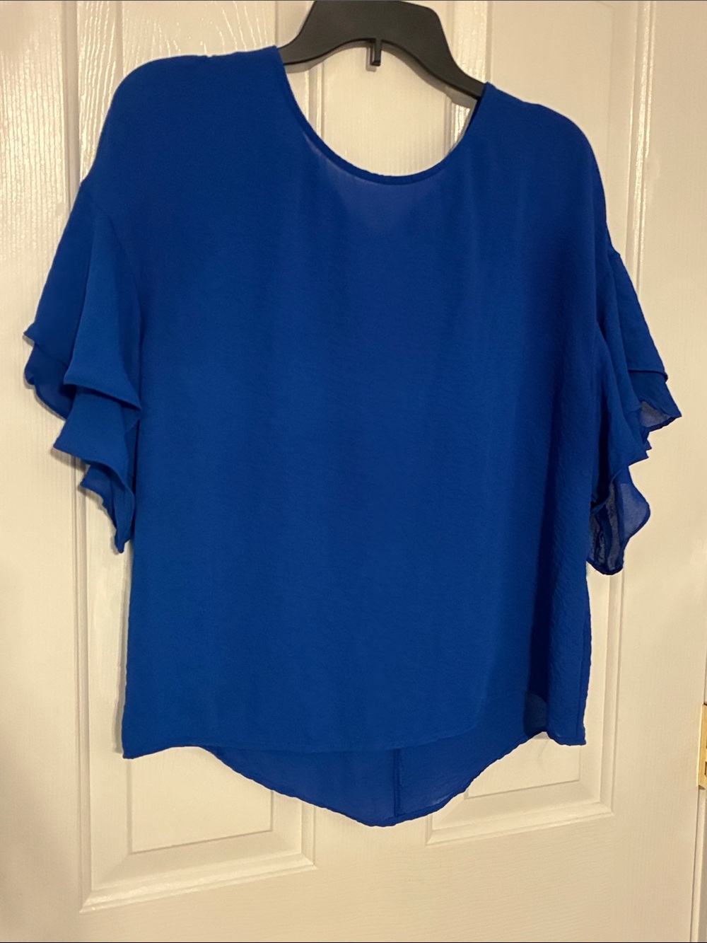 a.n.a Royal Blue Ruffle Sleeve Blouse Medium EUC